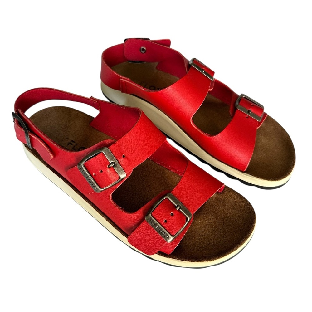 Fly Flot Woman’s Vibrant Red Sandals/Slippers Made in Italy US 7 - Picture 6 of 10